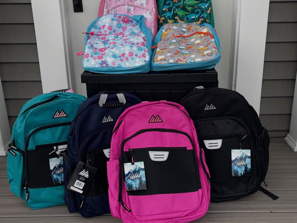 Backpacks collected for a local youth school-supply drive